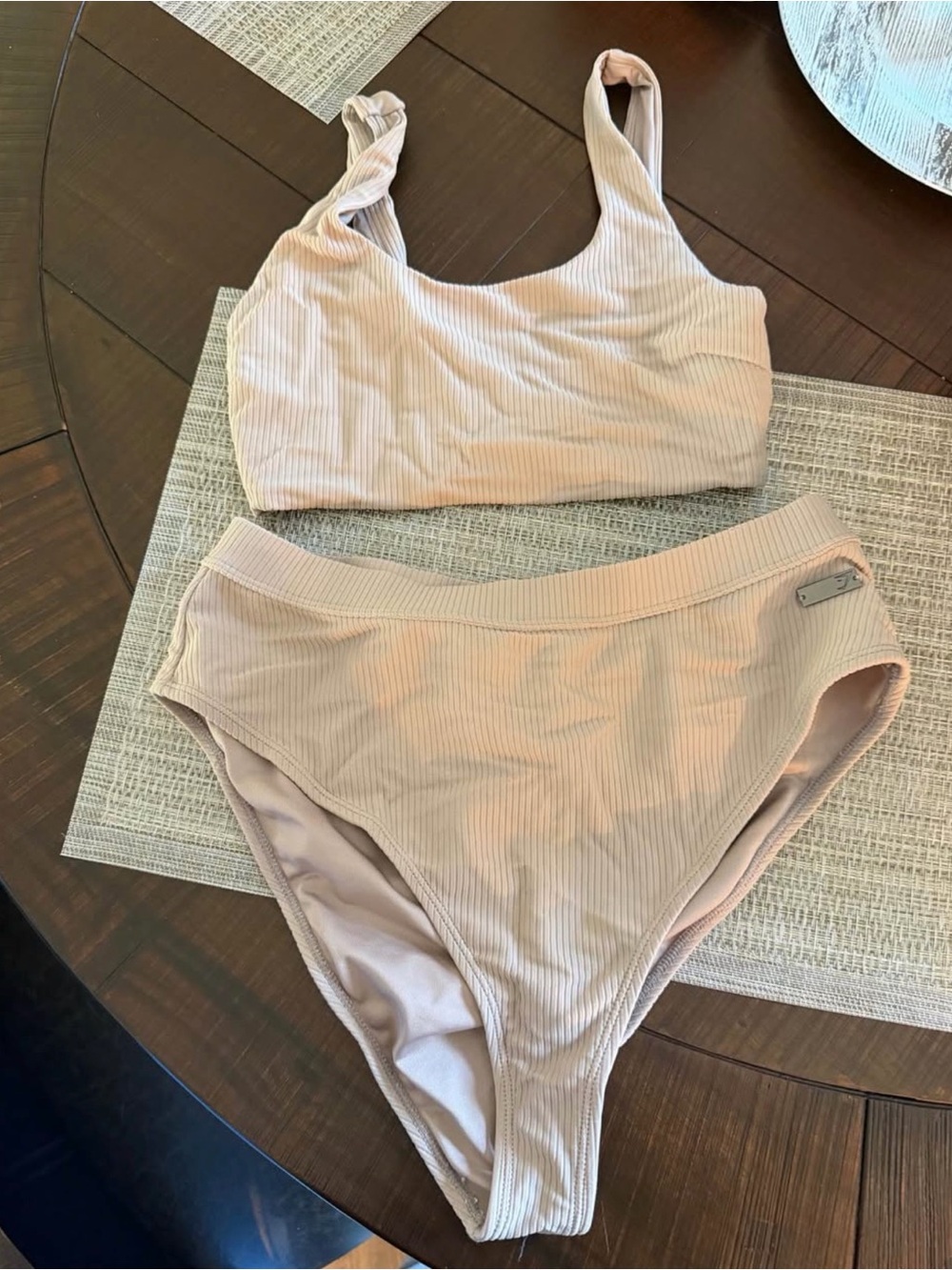 Gymshark Ribbed Two-Piece Bikini Set in Blush Pink